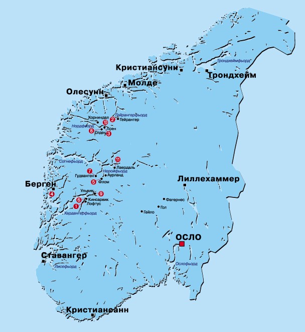 Карта фьордов