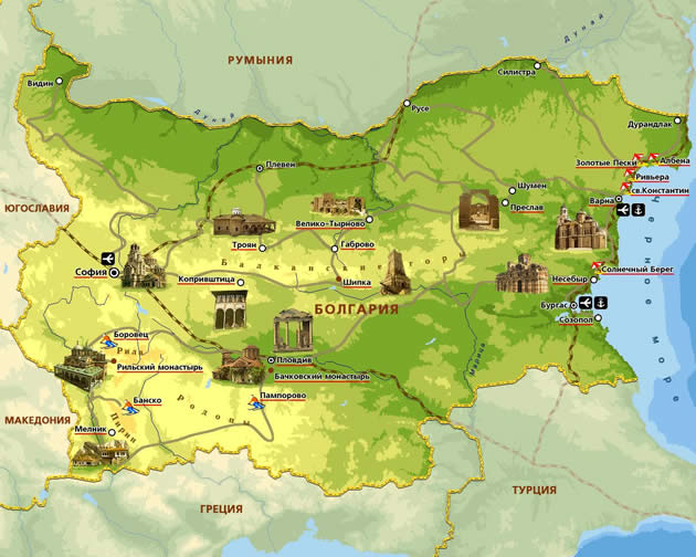 Карта Болгарии.